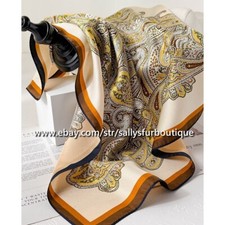 Sallys Boutique 14 Momme Twill Silk Paisley Print Double Face Necktie Scarf 65cm
