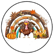 FALL TURKEY RAINBOW THANKSGIVING ENVELOPE SEALS LABELS STICKERS PARTY FAVORS