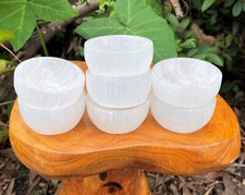 7 Selenite Charging Bowls, Medium 2.5–3": Crystal Cleansing Bowl, Bulk Lot