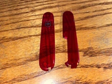 New Victorinox 91mm PLUS HANDLE / SCALE 2 Piece KIT in RUBY RED  #18