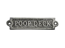 Pack Of 2 Rustic Silver Cast Iron Poop Deck Sign 6"