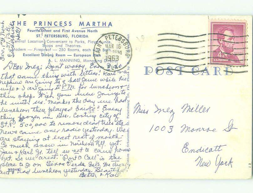 Pre1980 THE PRINCESS MARTHA HOTEL St. Petersburg Florida FL 60.000