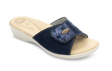 TIGLIO 2306 BLU  NERO PANTOFOLE  CIABATTE DONNA A STRAPPO SOLETTA PELLE