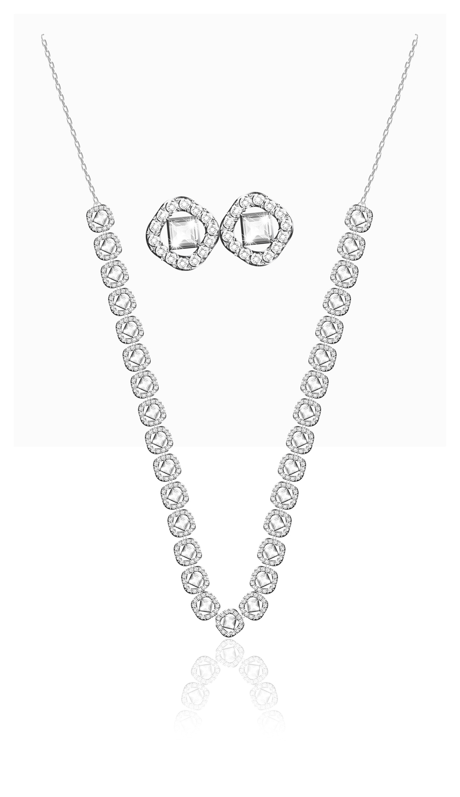 美品　SWAROVSKIスワロフスキー『Angelic Square セット』 Angelic Square set, White, Rhodium plated | Swarovski