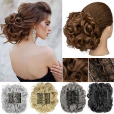 Women Ladies Curly Messy Bun Hair Piece Updo Comb Clip in Hair Extension X-Large