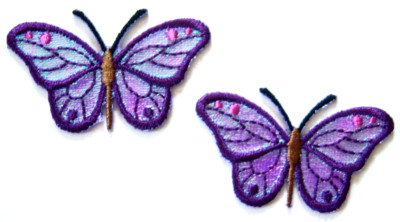 Wright's Butterfly Purple Iridescent 1 1/4'' x 2'' Iron On Applique Pair wp-12