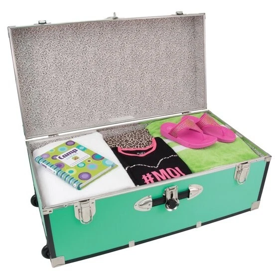 30" Footlocker Rolling Trunk with Wheels and Lock Dorm Storage Luggage Container - Image 2 of 4
