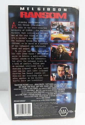 RANSOM Mel Gibson BONUS Double Sided Cover TOUCHSTONE VIDEOVHS PAL LIKE NEW - Picture 2 of 4