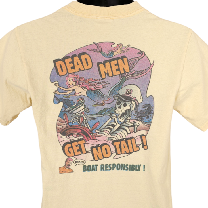 Vintage Mermaid T Shirt Mens Size Small Beige Y2K Dead Men Get No Tail Tims