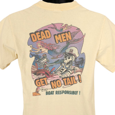 Vintage Mermaid T Shirt Mens Size Small Beige Y2K Dead Men Get No