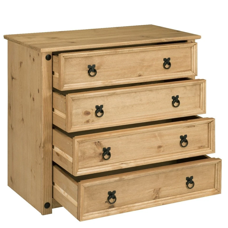 Corona Chest of Drawers 4 Drawer Mexican Solid Pine Bedroom - Image 3 of 4