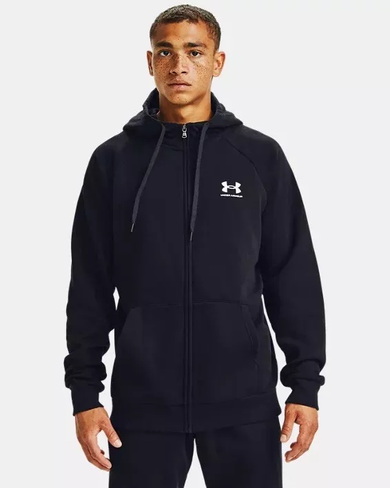 New Under Armour Men's UA Rival Fleece Full-Zip Hoodie 1359028-001  Black/White L