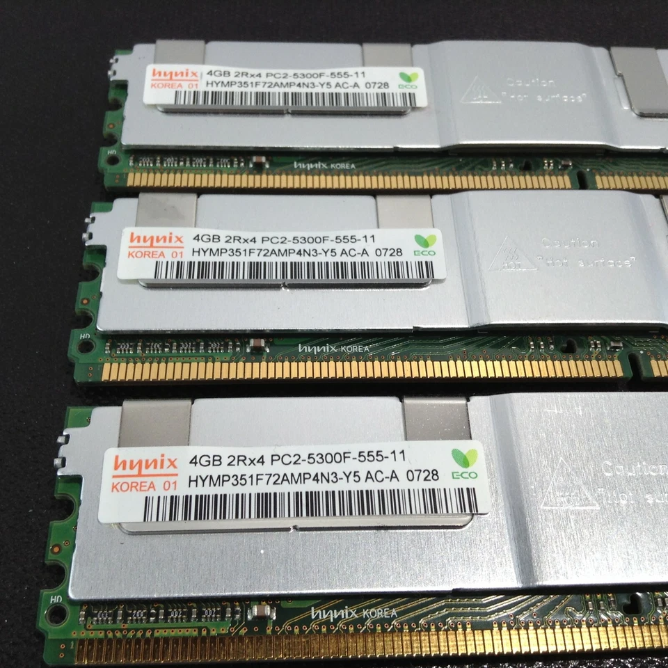 Hynix/IBM 12GB (3x4GB) 2RX4 PC2-5300F-555-11 HYMP351F72AMP4N3-Y5 AC-A Memory RAM - Image 3 of 4