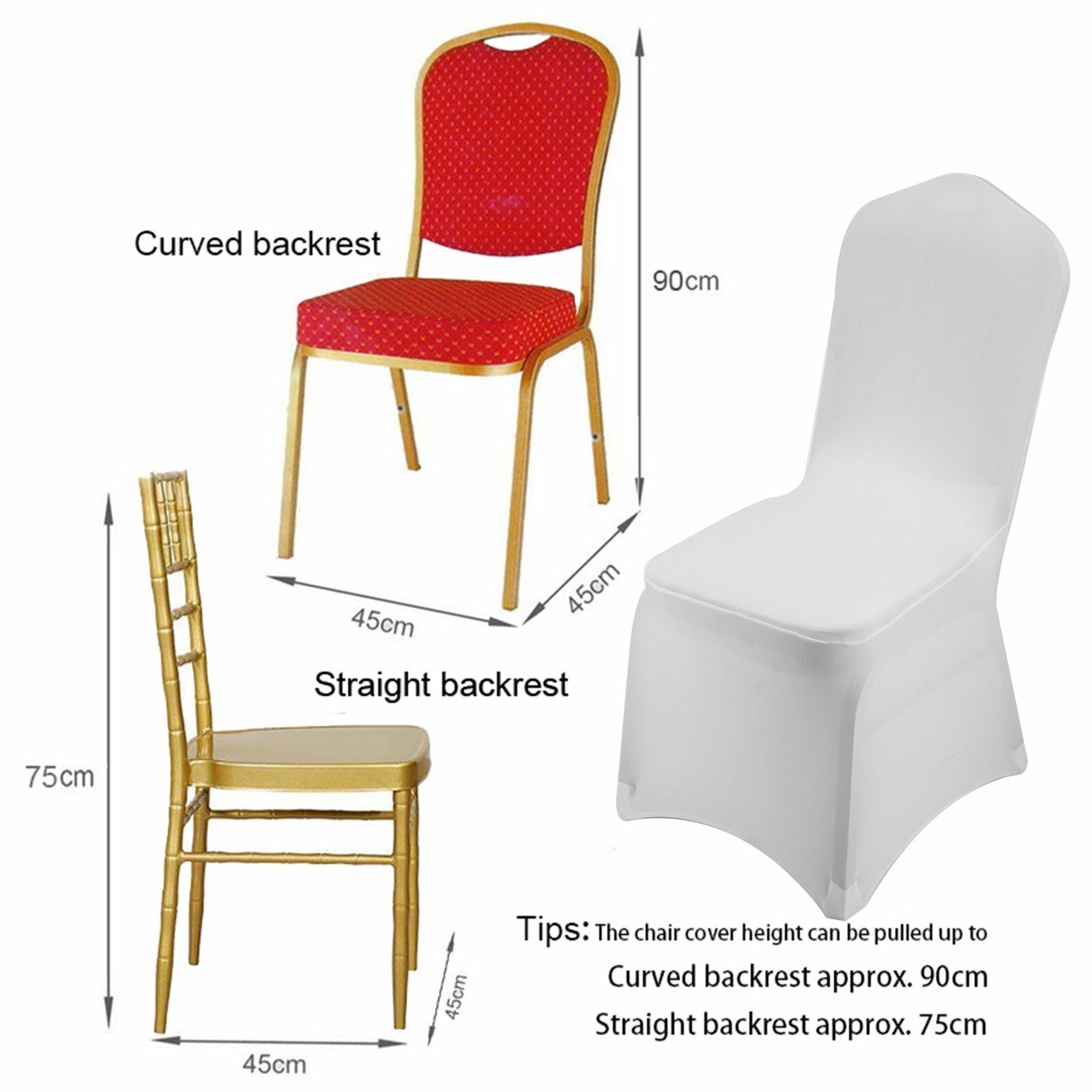 1200X White Chair Covers Full Seat Cover Spandex Stretch Banquet