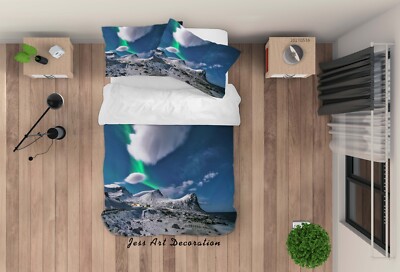 3D Schnee Berg Himmel Wolke Landschaft Quilt Cover Set Bettwäsche Sets Kissen...