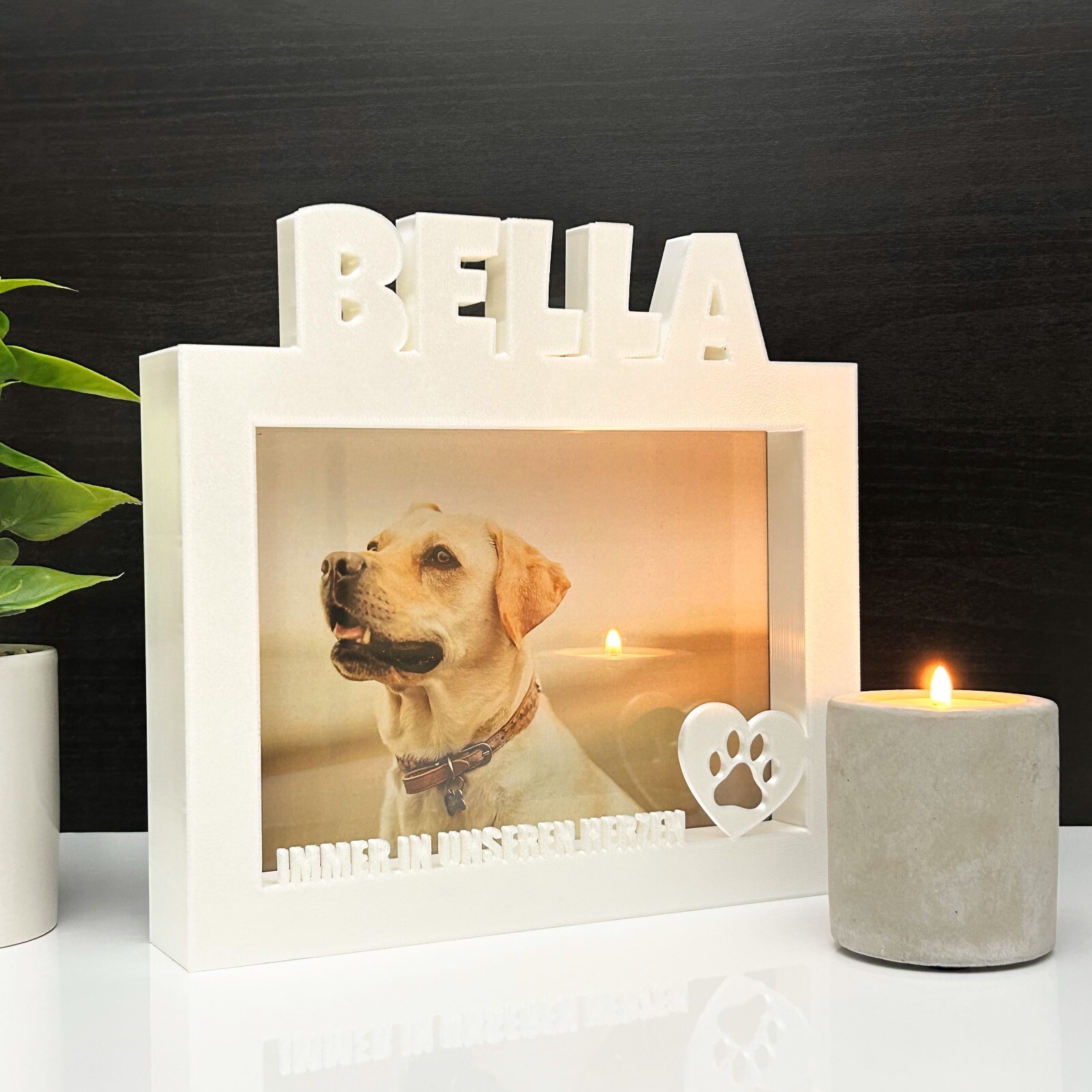 Trauer Bilderrahmen personalisiert Hund Katze Pferd Geschenk Deko Haustier Tod