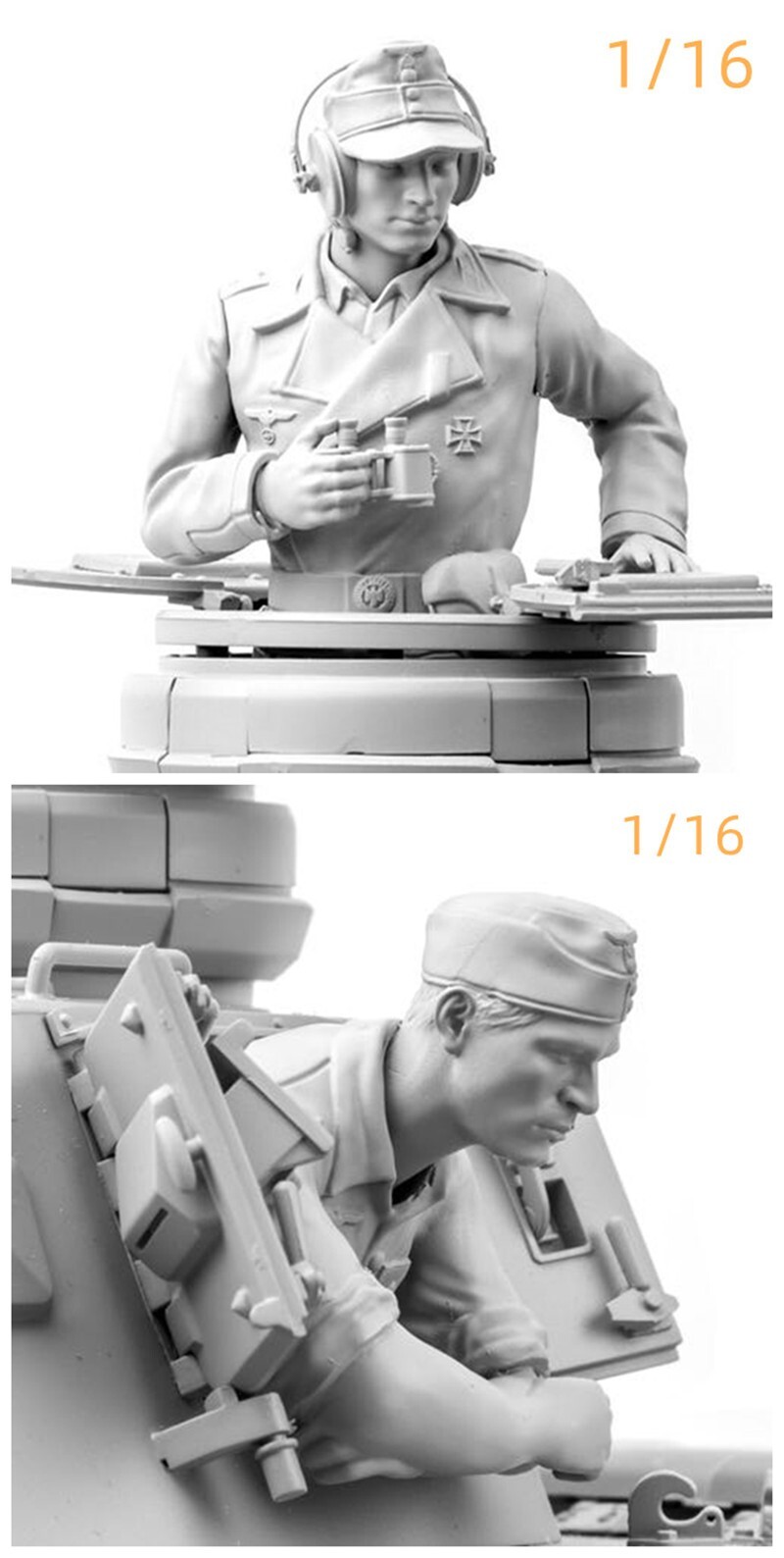 1/16 resin soldiers figures model kit WW II German tank crew 2 man Unassembled