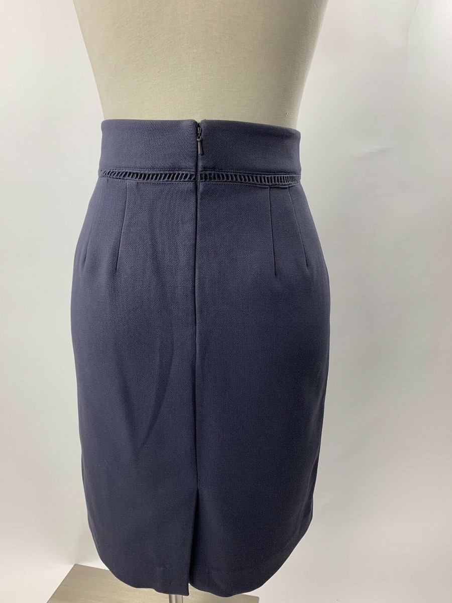 Ann Taylor Steel Blue Gray Ladder Eyelet Inset Pencil