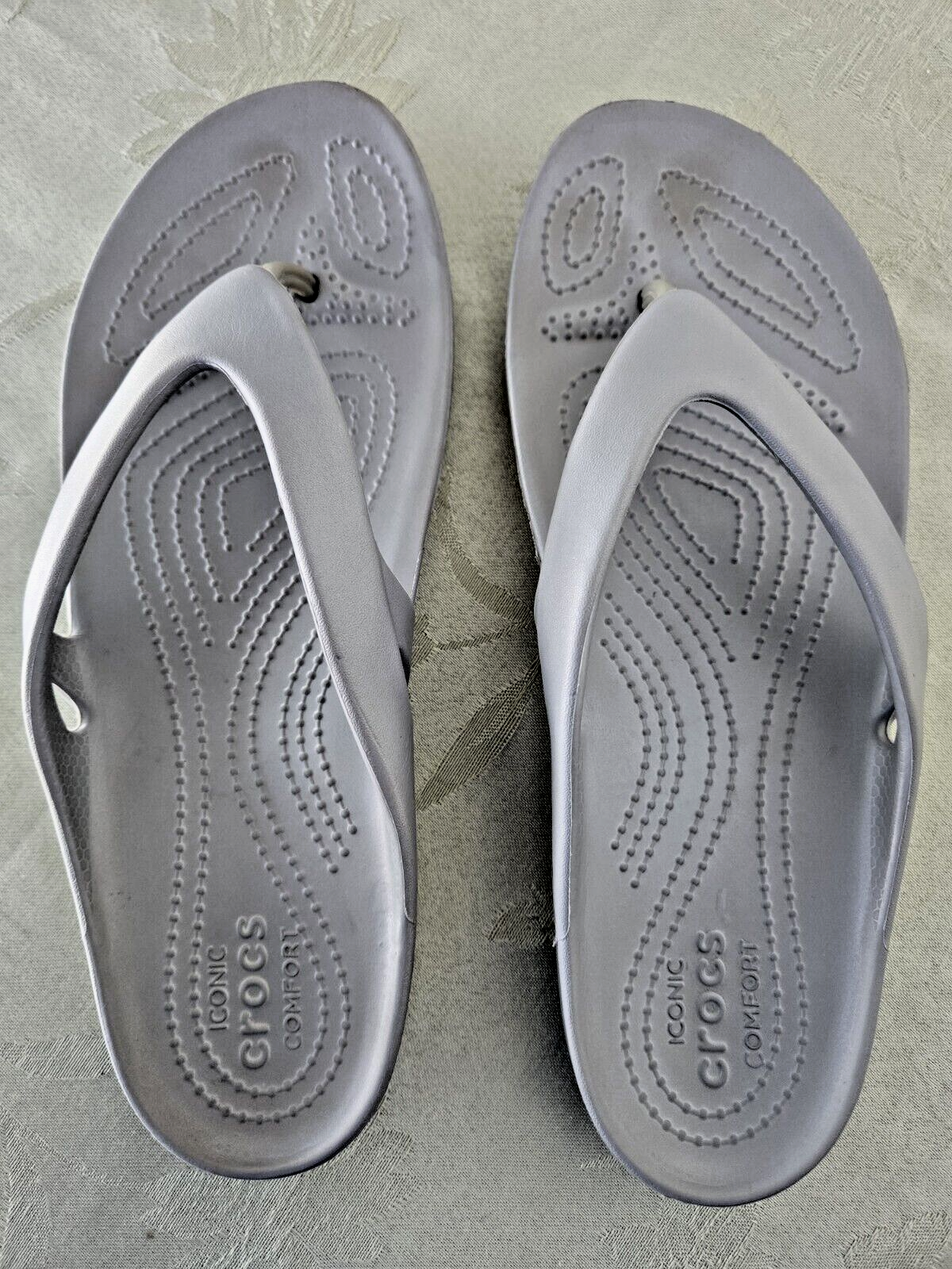 Crocs Kadee II Metallic Gray Women’s Size 9 Flip Flops-image
