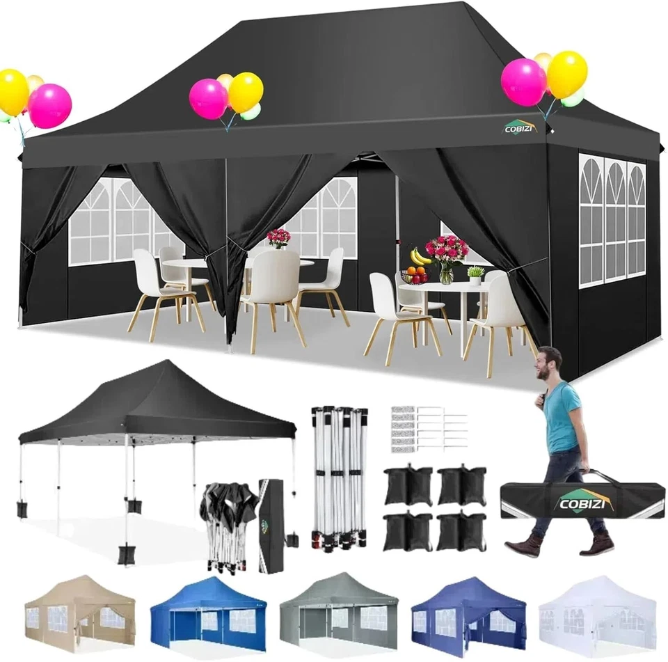 COBIZI Faltpavillon 3x6 Wasserdicht Partyzelt Gartenpavillon mit 6 Seitenwänden