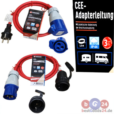 CEE Adapterleitung 16 A / 250 V Camping: Stecker oder Kupplung 1,5 m Parkside