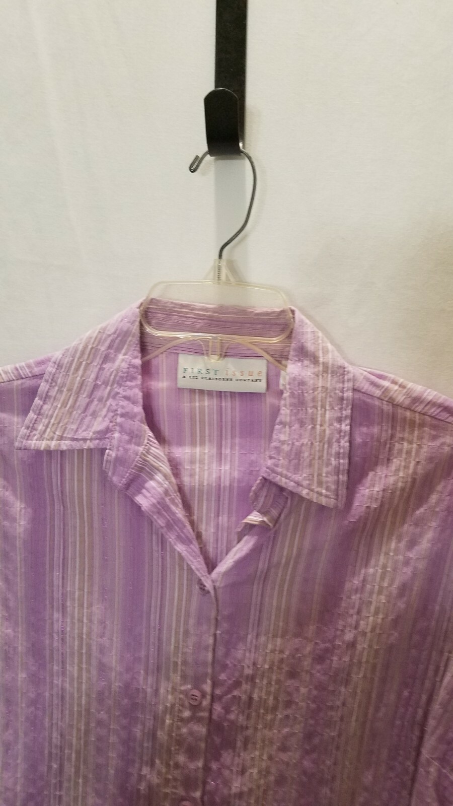 FIRST ISSUE BUTTON DOWN BLOUSE PURPLE,WHITE AND T… - image 5