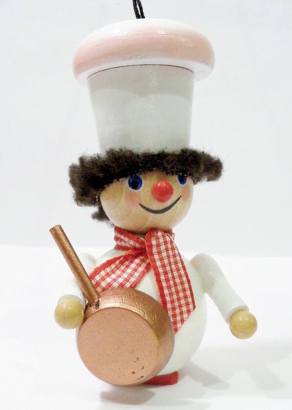 Steinbach Germany Chef Cook Copper Fry Pan Scarf Wooden Wood Christmas Ornament