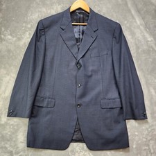 Canali Blazer Mens EU 56 US 46R Navy Houndstooth Jacket Sport Coat Made in Italy