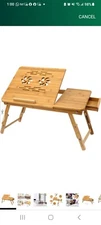 Bamboo Laptop Desk Adjustable Breakfast Serving Bed Tray Reading Writing Table