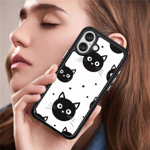 For Samsung A15 A16 S23 S24 S25 Ultra FE white black cat face Anti scratch Cover - 第 25/25 張圖片