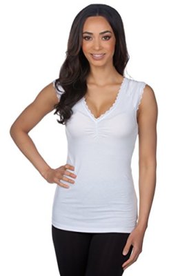Color Story Women's Fitted V-neck Ruched Lace Trim T-Shirt Capsleeve Top