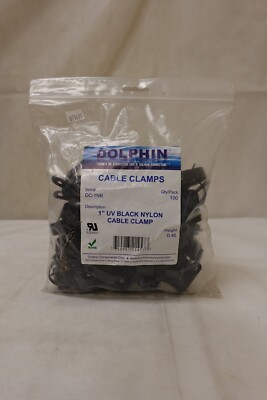 Dolphin Components 1-Inch UV Nylon Cable Clamp - Black - 100 Pack ~ DC-1NB