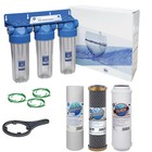 3 Stage Whole House Water Purifier and Softening Filter Kit Salt Free 1/2" BSP
