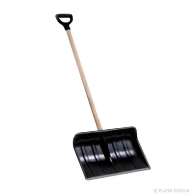 VENODO Schneeschieber schwarz 45cm breit Schneeschaufel mit Holzstiel ergonomisch NEU