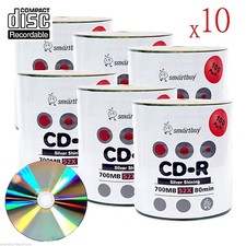 6000-Pack Smartbuy Blank CD-R 52X 700MB/80Min Shiny Silver Top Record Media Disc