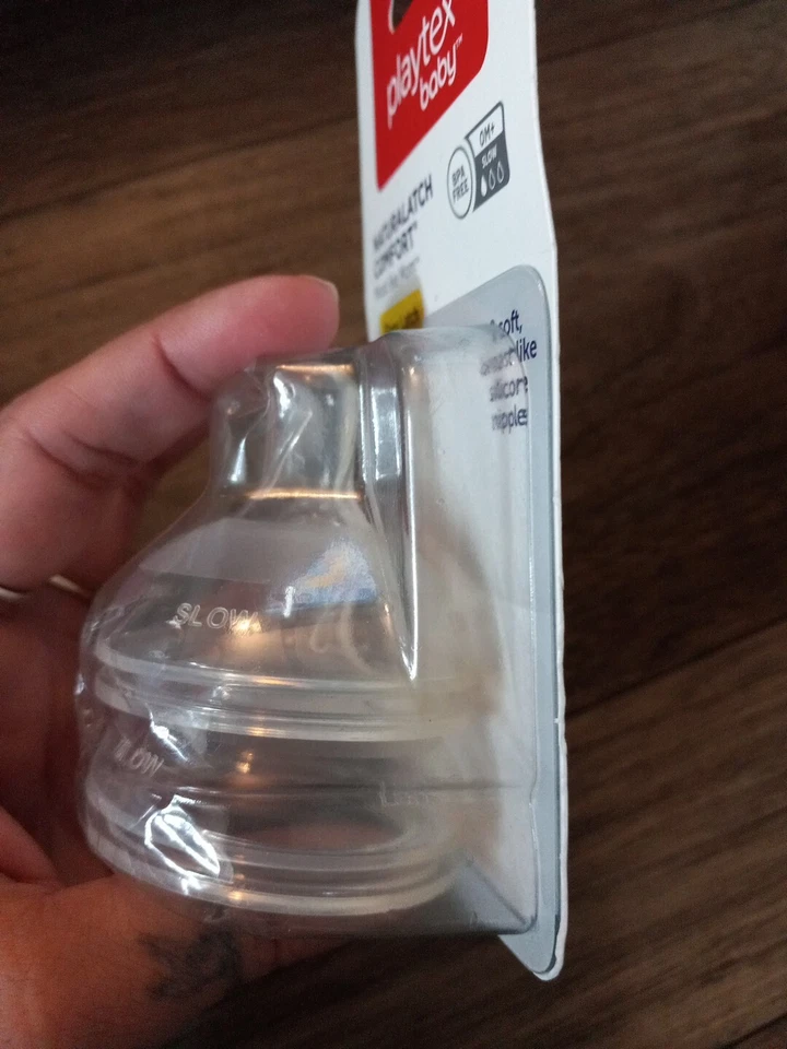 Nuevo paquete de 2 pezones de silicona lentos Playtex Baby Naturatch Comfort Easy Latch OM+ Foto 2 de 4