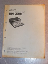 Sony BVE-600 Editing Control Unit Operation Manual   A08