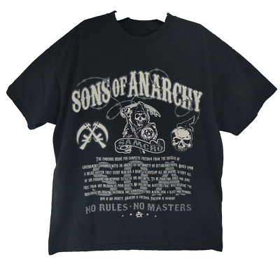 Vintage Y2K Grunge Sons of Anarchy Mens Black Large Samcro Grim Reaper Skull SOA