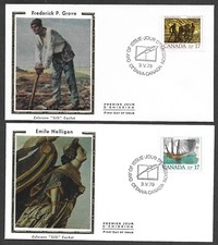 CANADIAN AUTHORS 1979 FREDERICK P GROVE & EMILE NELLIGAN STAMPS #817-818 FDCS