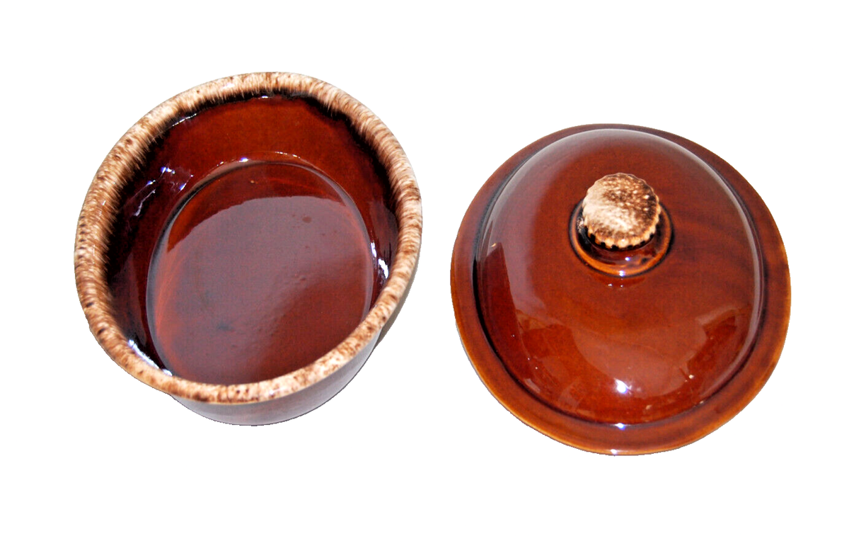 Hull Pottery Brown Drip Glaze Oval Vegetable Dish w/Lid 10