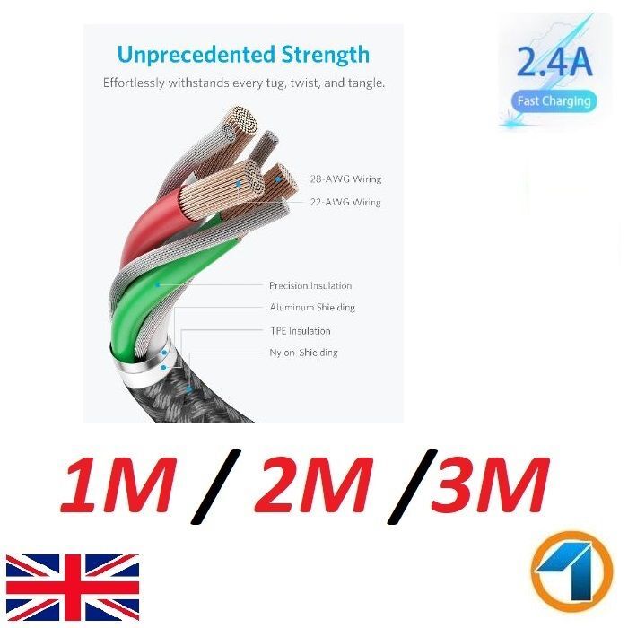 Cavo Ricarica Apple Generico Cavo Caricatore Rapido Per IPhone Intrecciato - 1 Metro, Nylon Robusto, LED, Compatibile Con IPhone 7-14 - Nero Altoparlante IPhone X