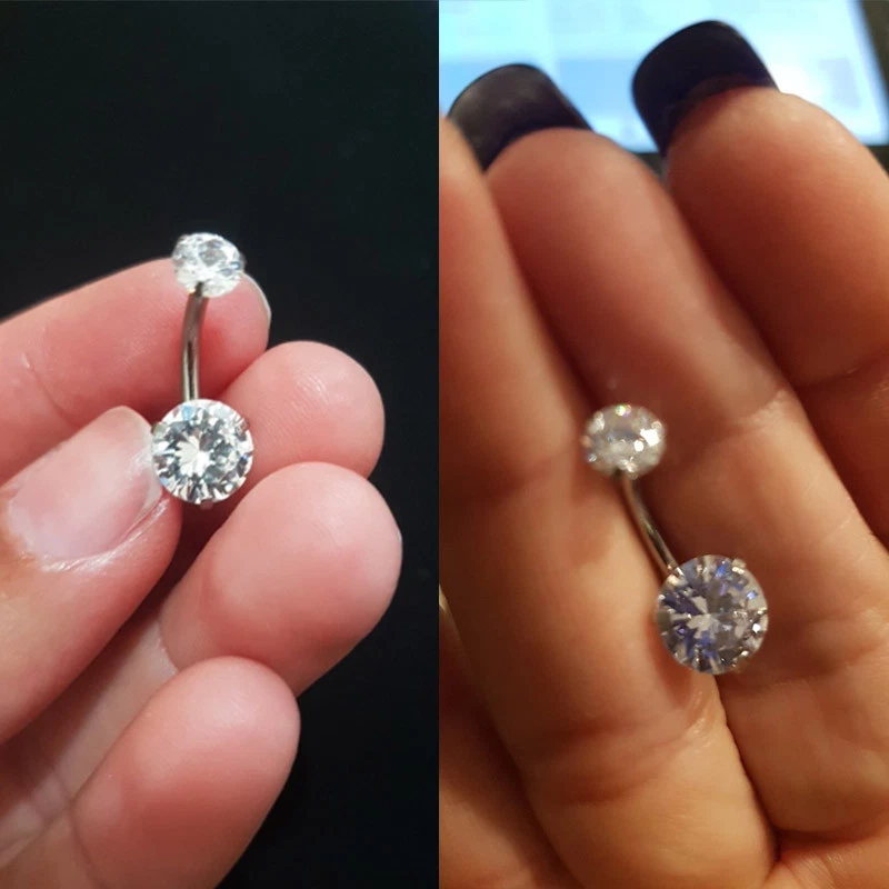High Quality Cubic Zircon Belly Bar Button Navel Piercing 8mm stone — 第 2/2 张图片