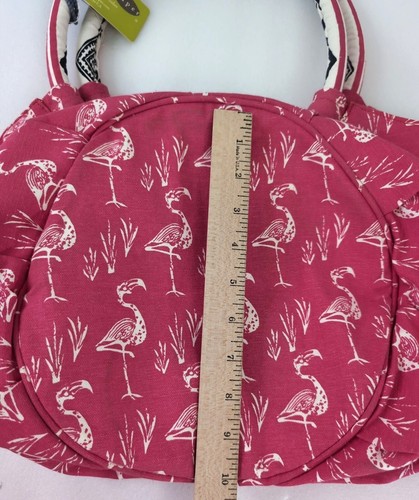 Rock Flower Paper Flamingo Print Bucket Bag Tote Pink Over Shoulder Beach Vaca - Picture 10 of 10