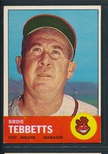1963 Topps #48 BIRDIE TEBBETTS Cleveland Indians ~   EX to EX-MT