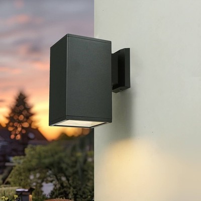 Eckige Außenleuchte Anthrazit IP54 H:20 cm E27 Wandlampe Outdoor Haus Garten