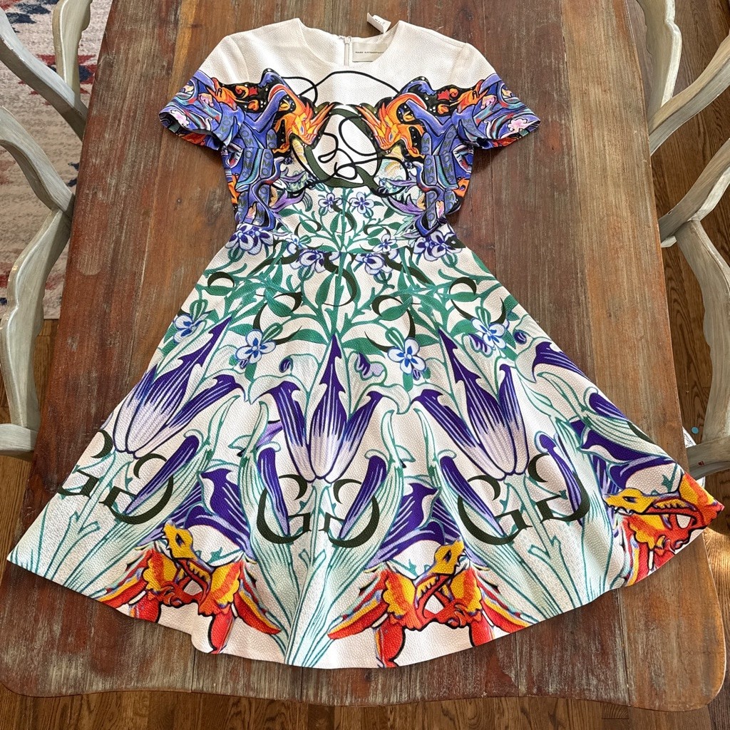 NWT Mary Katrantzou Silk Cotton Floral Abstract Print Mini Dress Size 4