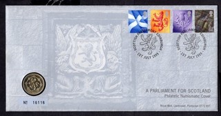 GB 1999 Parlamento para Escocia £1 PNC cubierta de moneda
