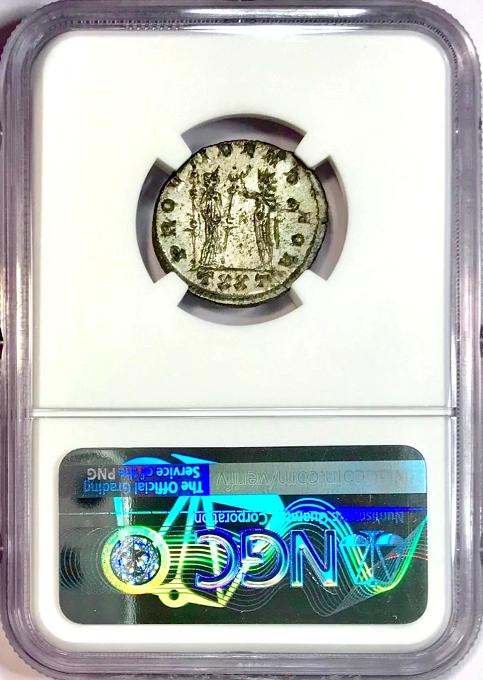 270-275 AD Aurelian Ancient Roman BI Antoninianus Ticinum Mint NGC MS Silvering - Image 3 of 4