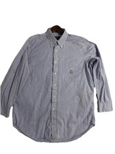 100 cotton Chaps Ralph Lauren 23" Blue Cotton Button-Up Shirt Long Sleeve
