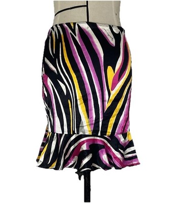 ROCCOBAROCCO  women s Skirt W A Vibrant Abstract Pattern &ruffle EX.CON